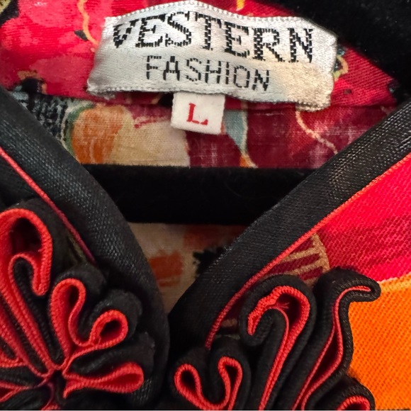 Vintage 90s/Y2K Blue Floral body hugging,Chinese Maxi Slip Dress,bold floral - Picture 6 of 7